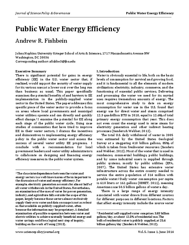 Public Water Energy Efficiency - 2014