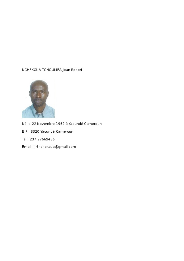 Jean Robert NCHEKOUA TCHOUMBA, NCHEKOUA BUSINESS CONSULTING - Consultant