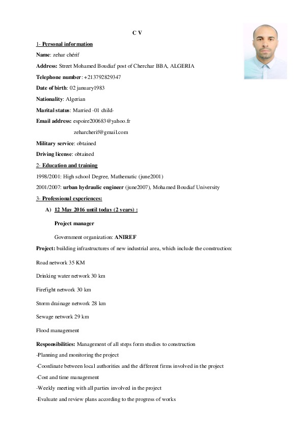 cherif zehar, owner  chez engineering consulting firm (urban and rural water management))