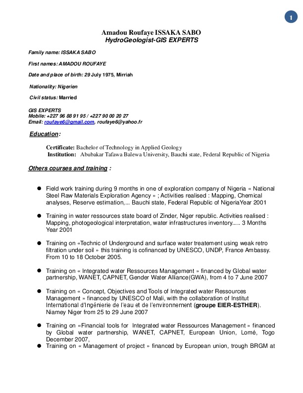 Issaka amadou roufaye, CRGM - GIS DATA ADMINISTRATOR