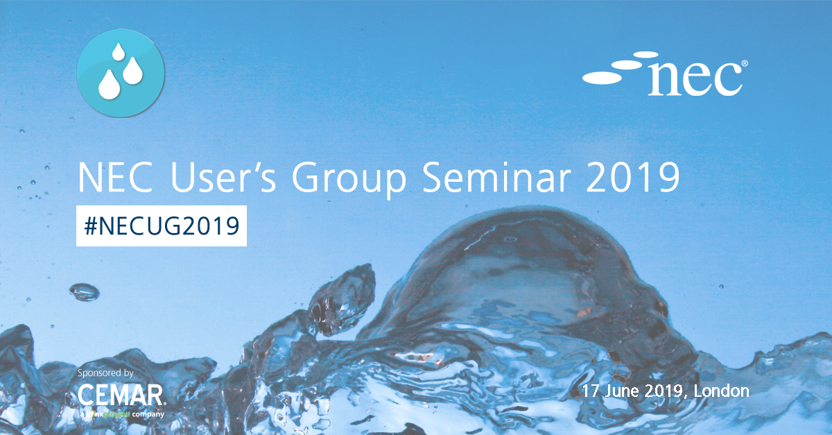 Don't miss NEC USERS' GROUP SEMINAR 2019 - 17 June 2019 (London) &nbsp; In alignment with Institution of Civil Engineers Year of the Wat...
