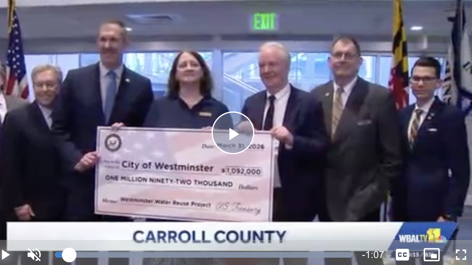 Westminster receives $1M to build state's first water-reuse facilityWestminster is building the first water-reuse facility in Maryland thanks in...