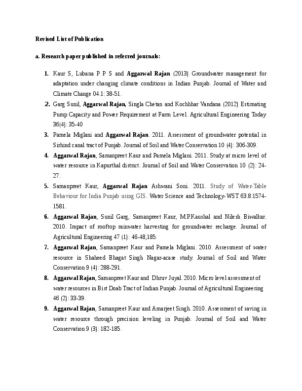 Dr. Rajan Aggarwal, Punjab Agricultural University - Sr. Research Engineer cum Principal Investigator AICRP Groundwater Utilization
