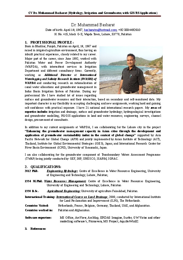 Muhammad Basharat, Pakistan Water and Power Development Authority - Additional Director