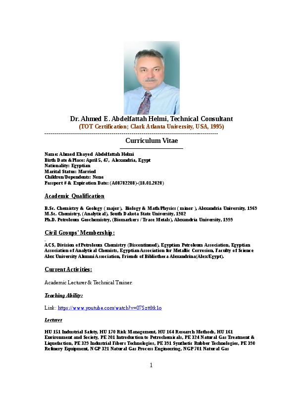 Ahmed Helmi, Consultant at Oxy