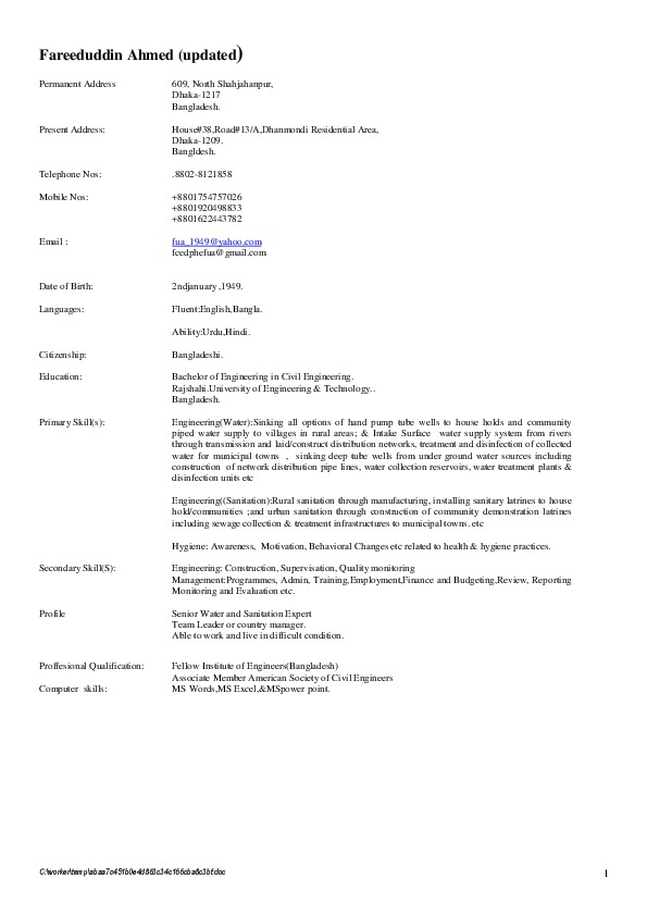 FareedUddin Ahmed, Independent WASH consultant