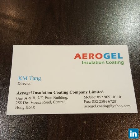 Ka Man Tang, Director at Aerogel Insulation Coating Company Limited