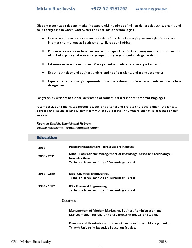 Miriam Brusilovsky, Regional Sales MAnager at Fluence Corporation