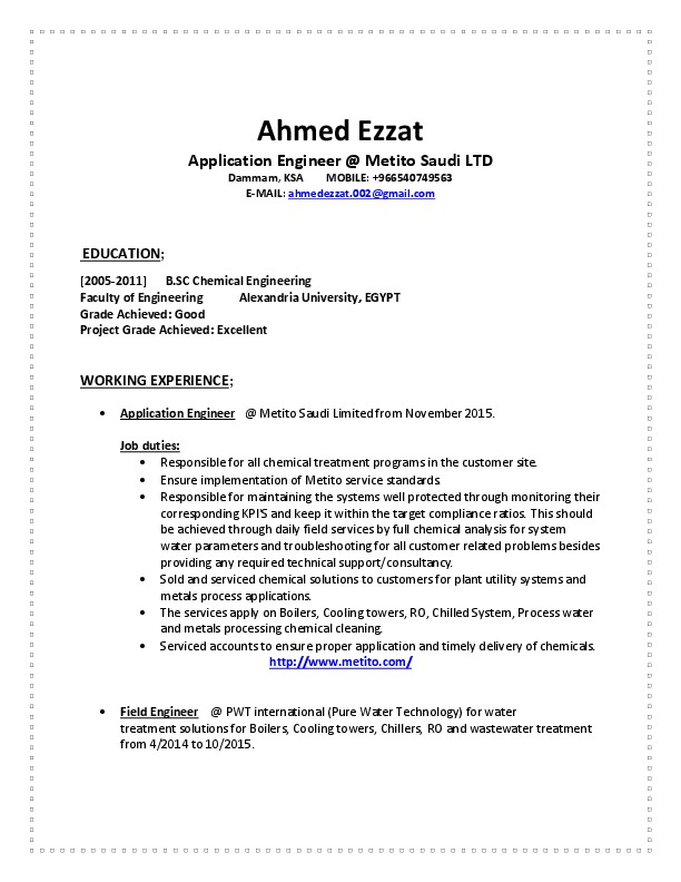 Ahmed Desouky, Application Engineer at METITO SAUDI LTD