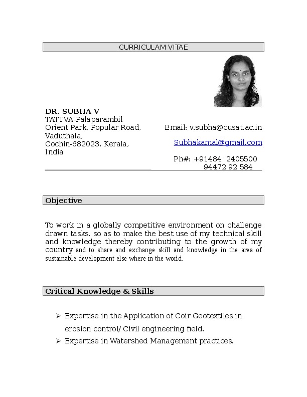 Subha vishnudas, Cochin Univesity of Science and Technology - Associate Professor