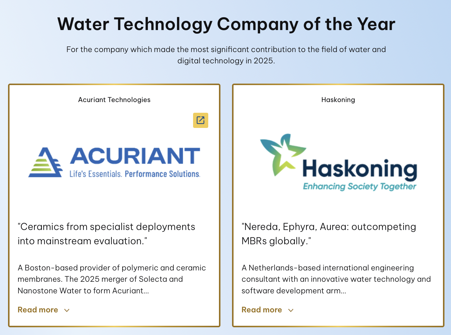 Transcend Shortlisted for Water Technology Company of the Year