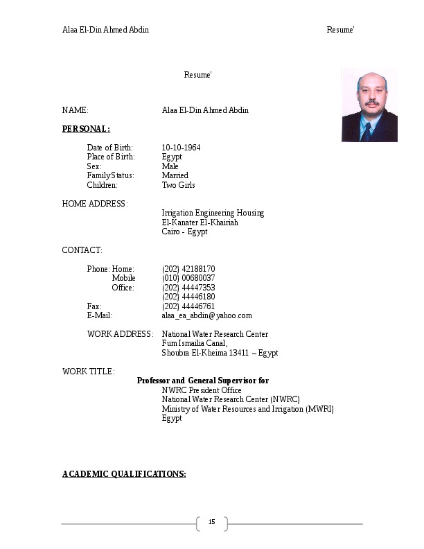 Alaa El-Din Abdin, National Water Research Center (NWRC) - Professor and General Supervisor for NWRC President Office