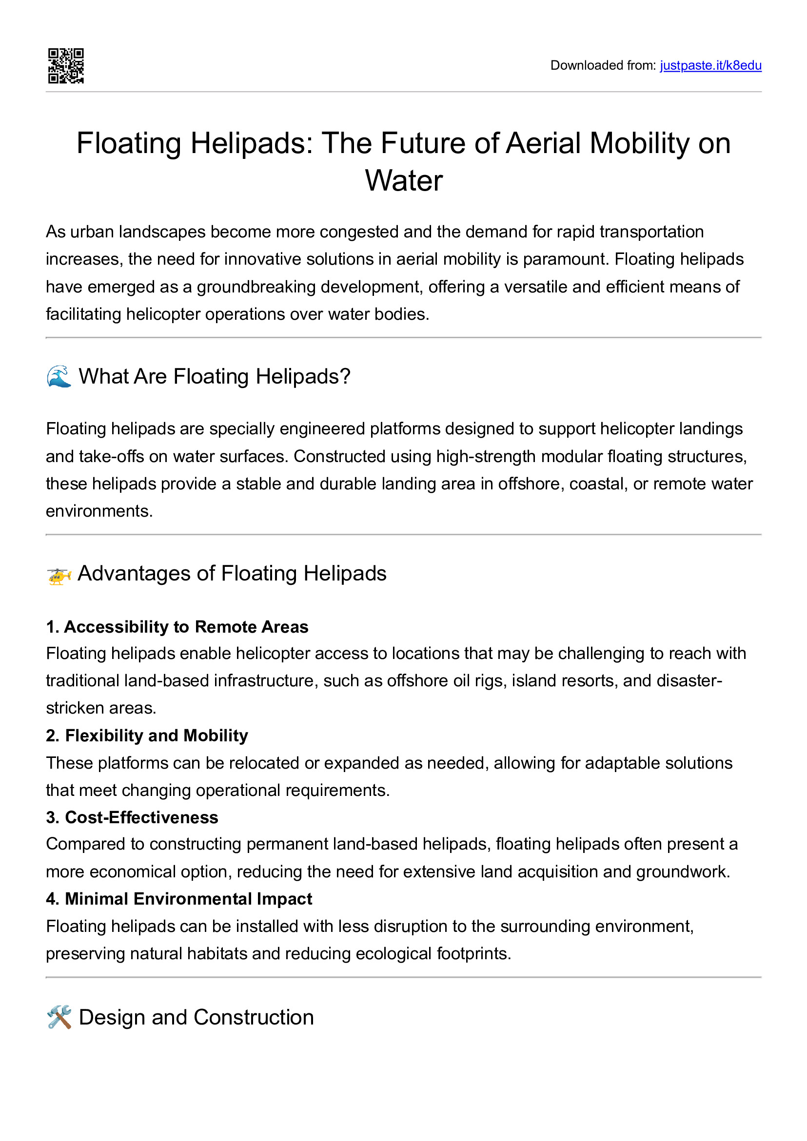 What are floating helipads?