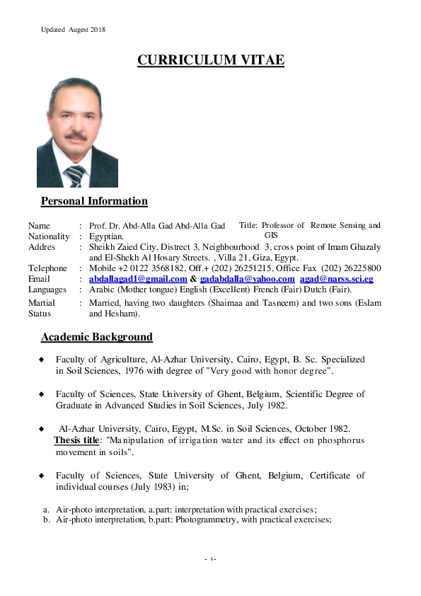 Abd-Alla Gad, Professor