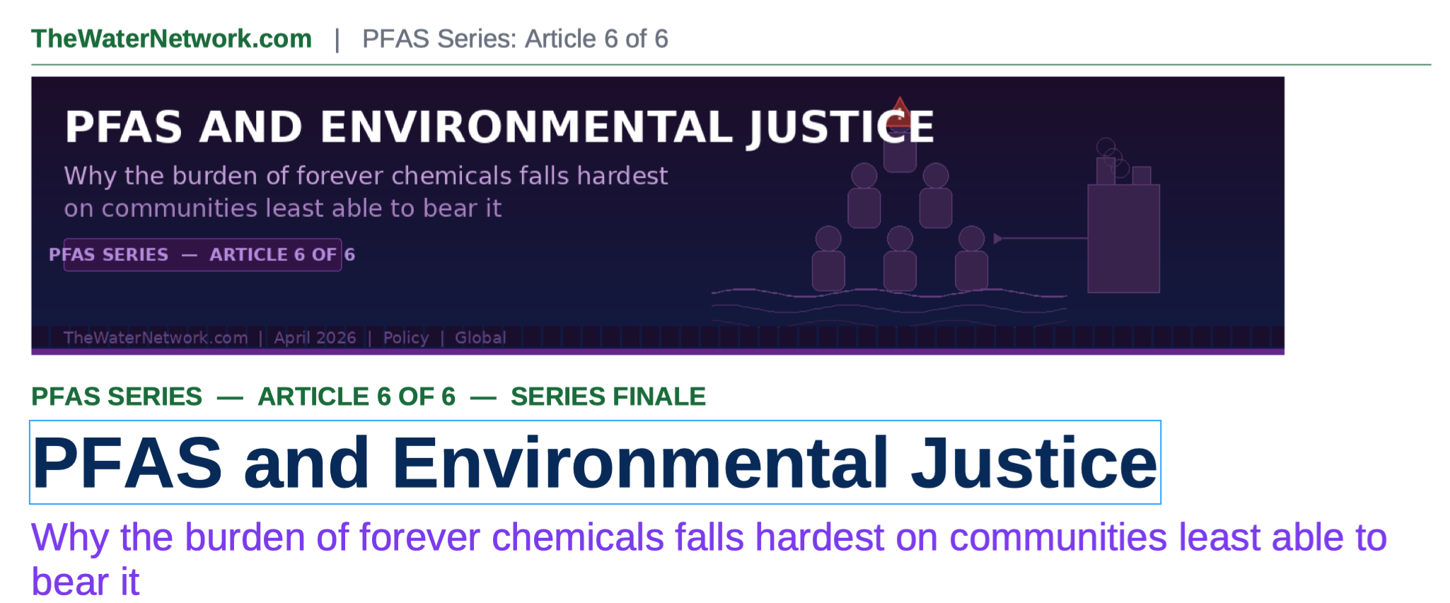 PFAS and Environmental Justice - PFAS Series Article 6 of 6
