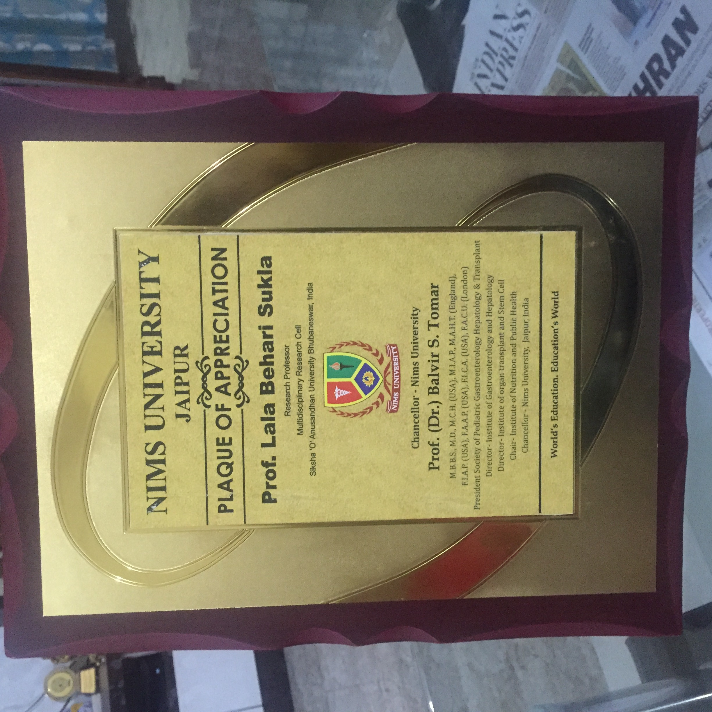 Plaque Of Appreciation