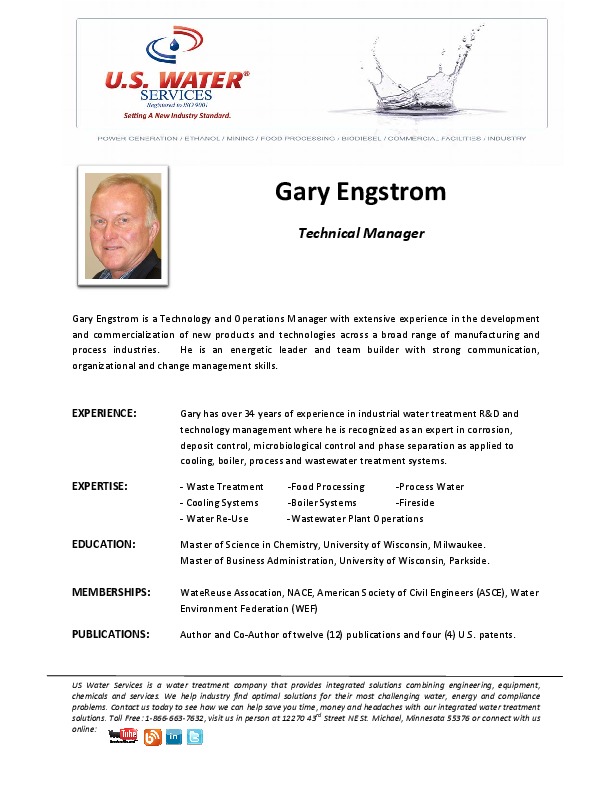 Gary Engstrom, U.S. Water Services - Technology Manager