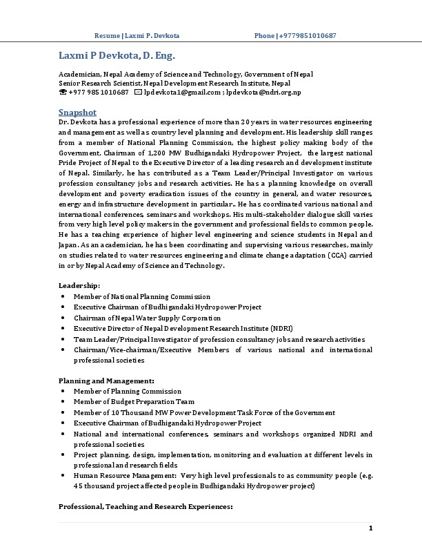 Laxmi Devkota, Academician at Nepal Acadamy of Science and Technology