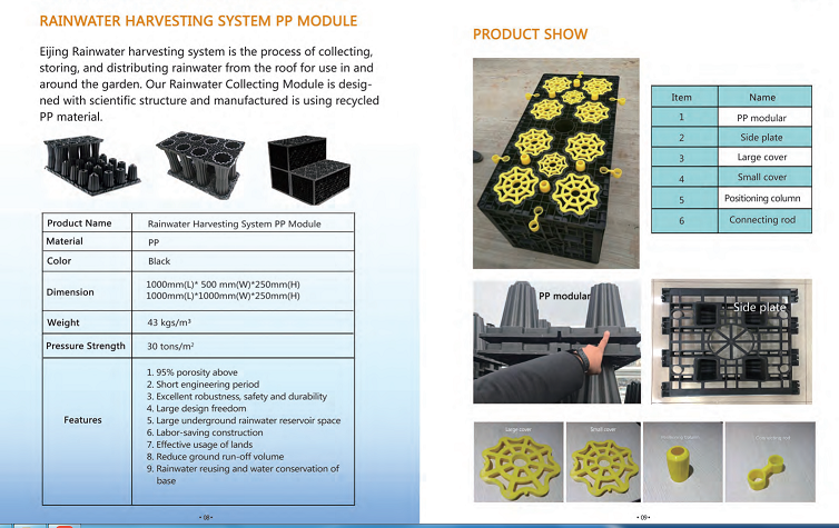 rainwater harvesting PP module/ Modular underground stormwater detention tank/ plastic soakaway crates