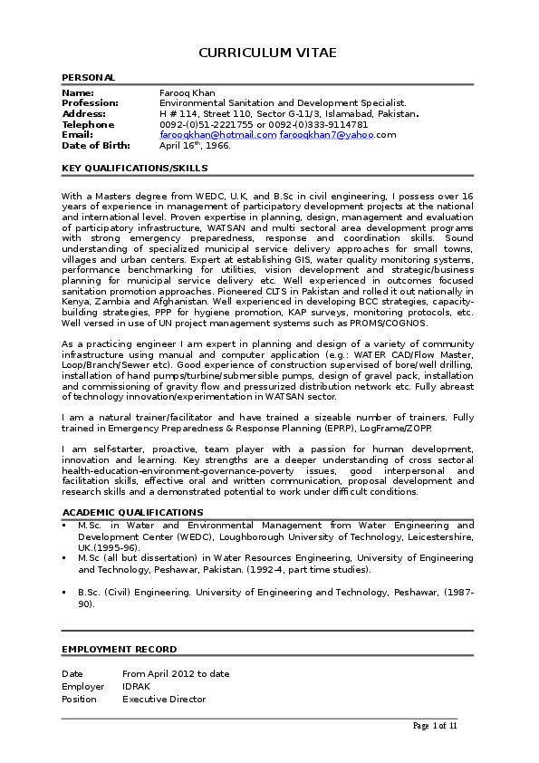 farooq khan, Own consulting firm (NWDA) - Managing Partner