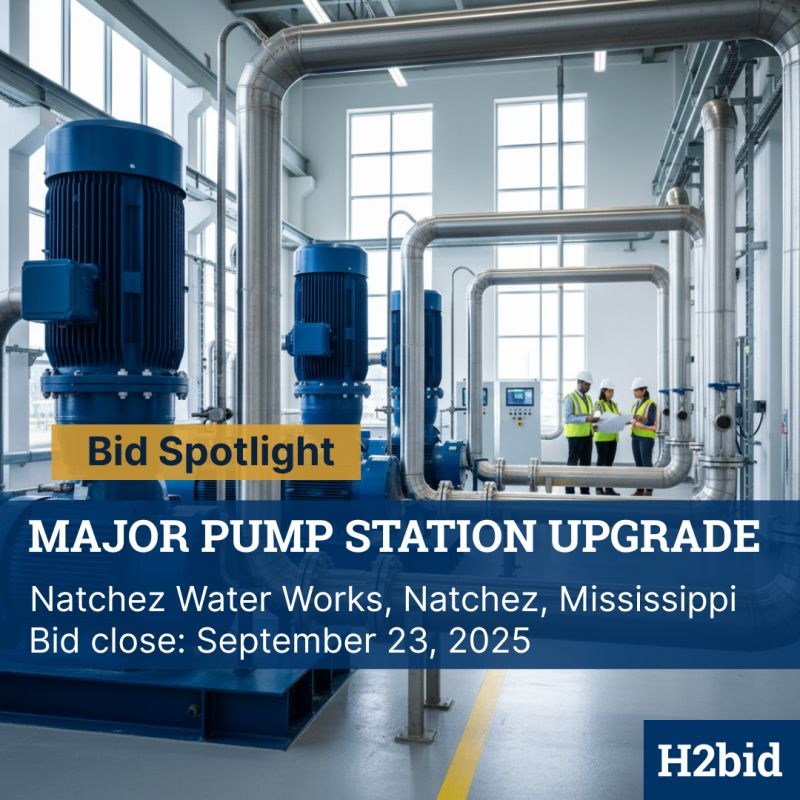 Urgent Call for Expertise: 2024 Pump Station Improvements in Natchez, MS Natchez Water Works has opened sealed bids for a vital 2024 Pump Statio...