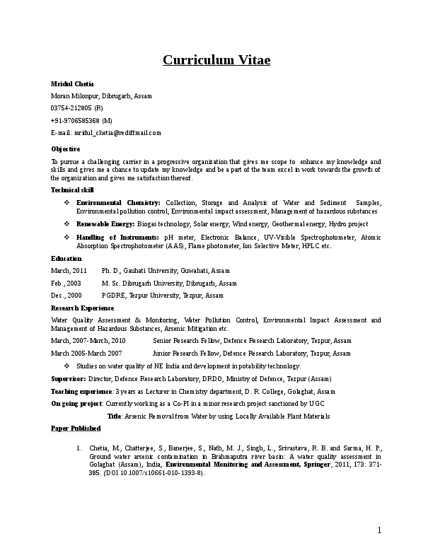 Mridul Chetia, Gauhati University - Research Scholar