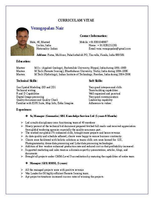 Venugopalan Nair, Head, SBL-Geo Spatial Services