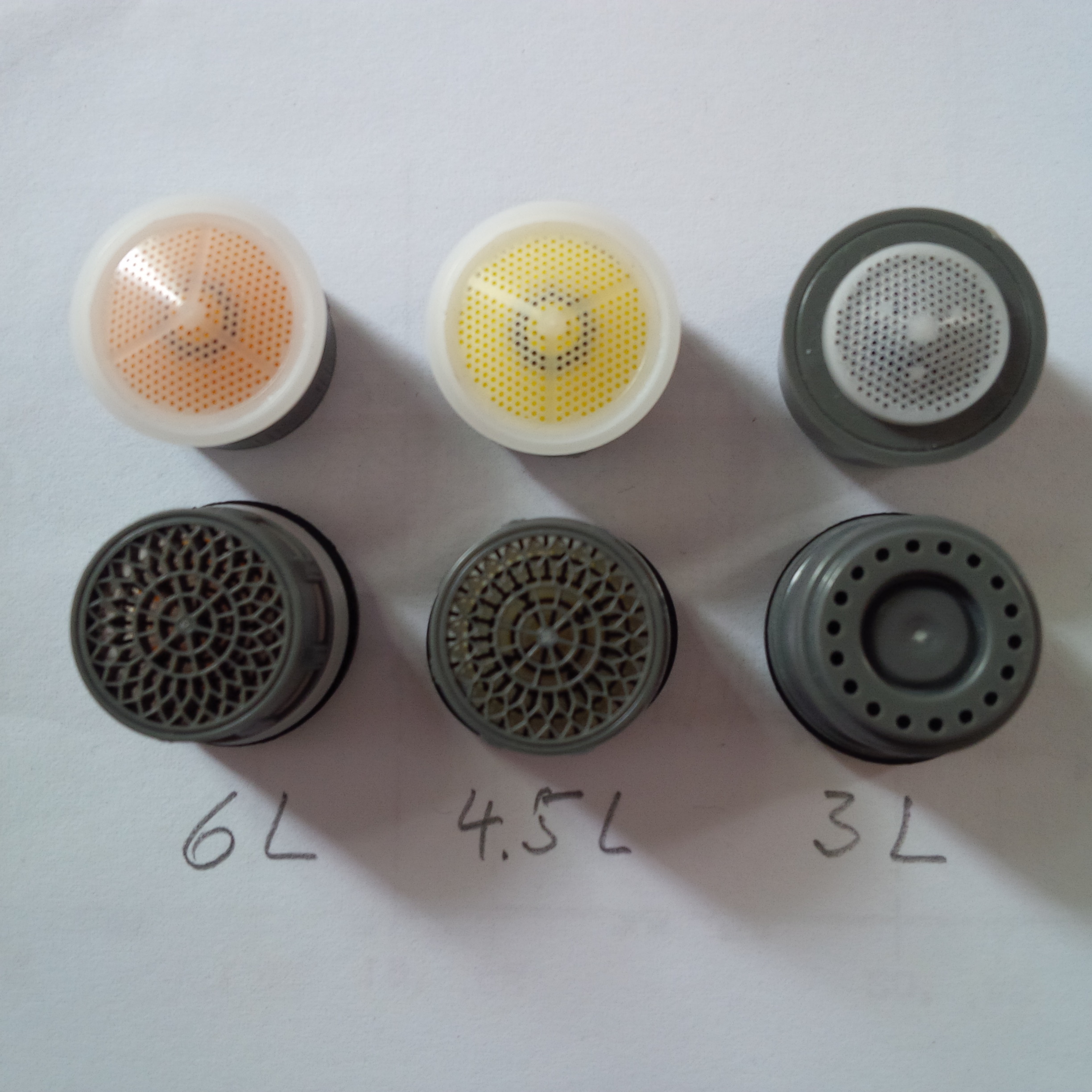 Low tech water flow reducers with short ROI