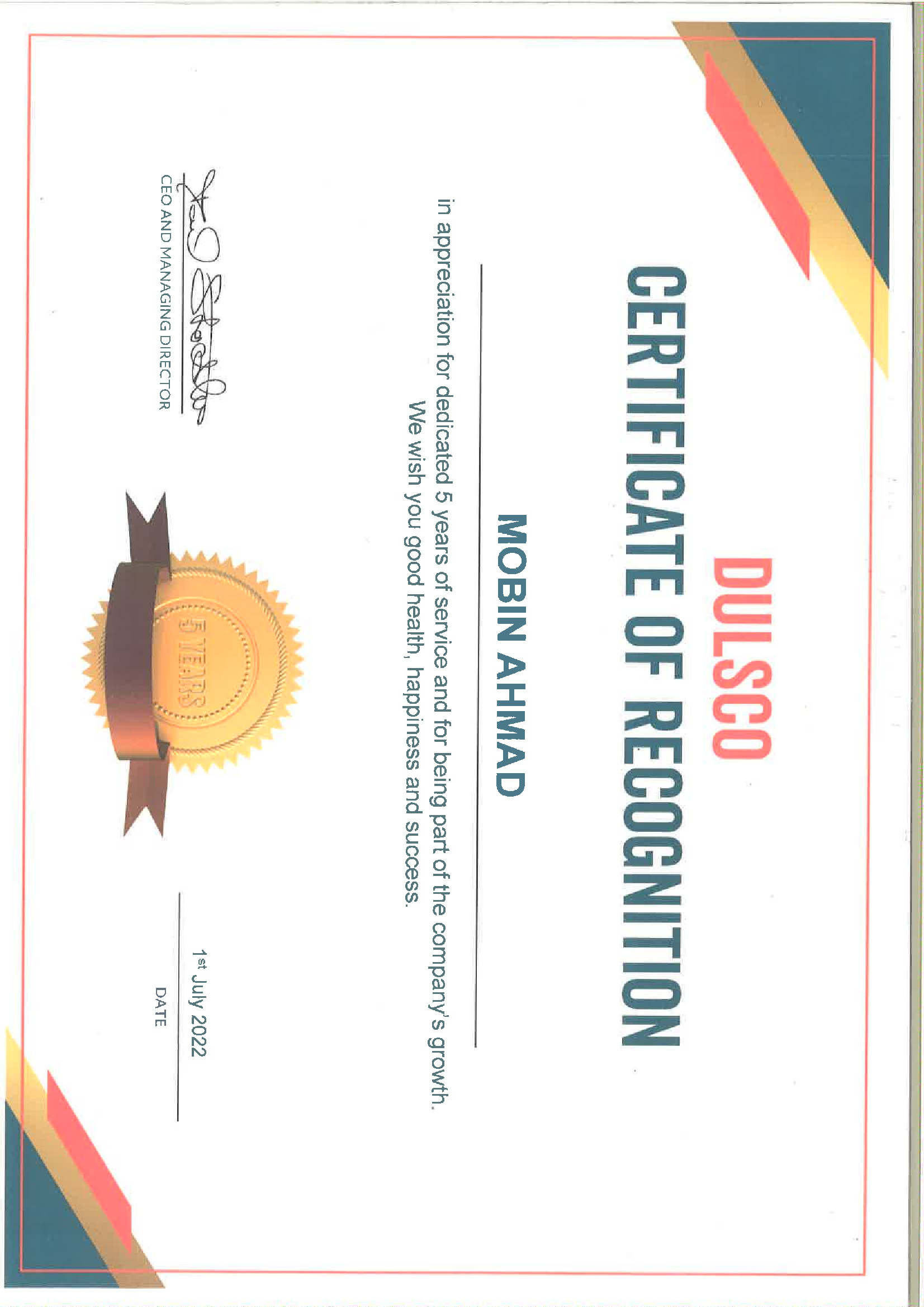 Mobin Ahmad, Pipe fitters at Etihad water and Electricity