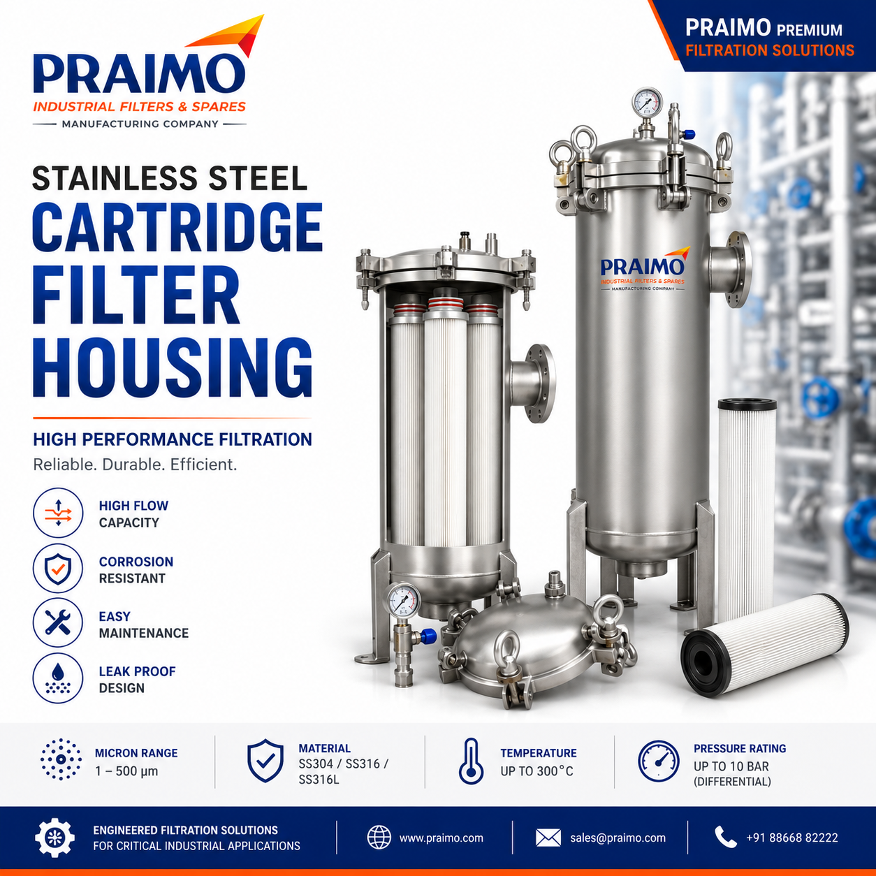 Praimo Industrial Filtration Products – Filter Housings, Strainers & Cartridges