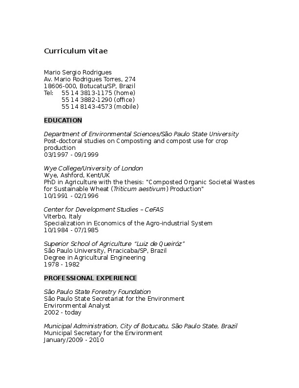 Mario Sergio Rodrigues, Forestry Foundation - Environmental Analyst
