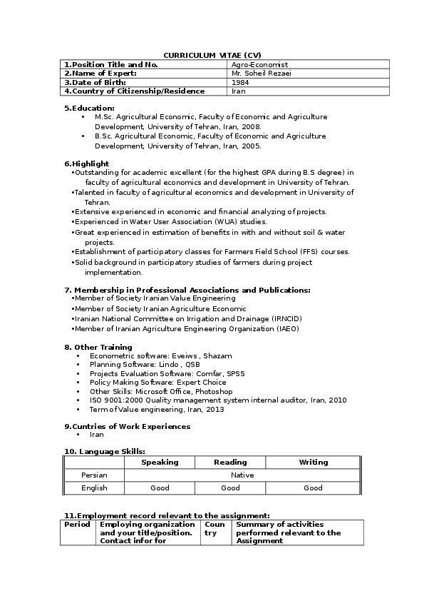 Soheil Rezaei, Economist at MahabGhodss Consulting Engineering Co