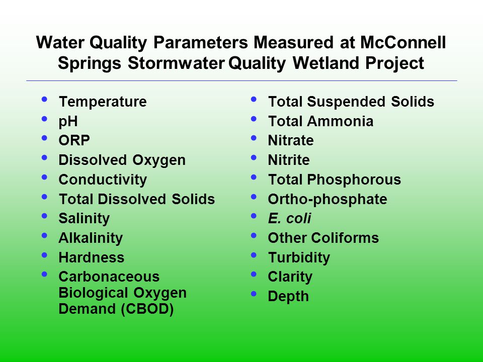 Following parameters for ...
