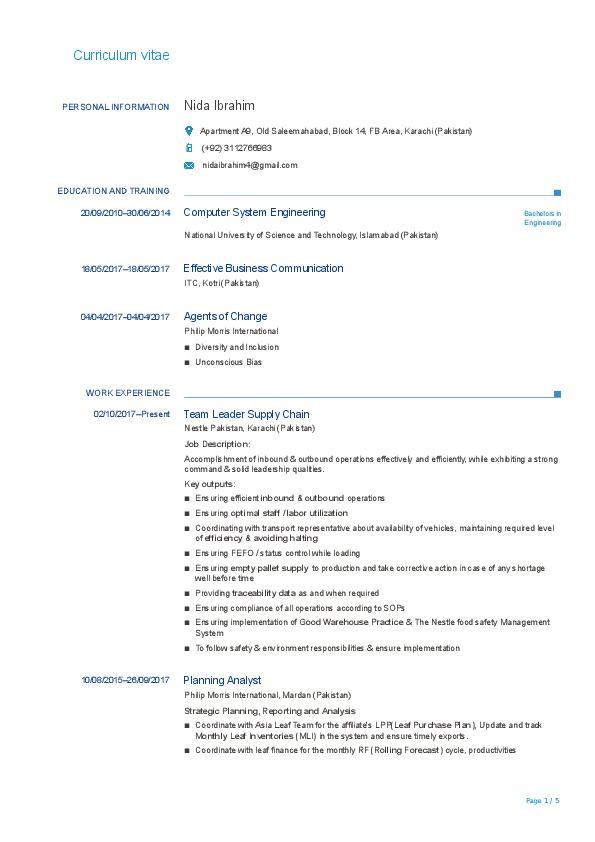 Nida Ibrahim, Planning Analyst at Philip Morris International