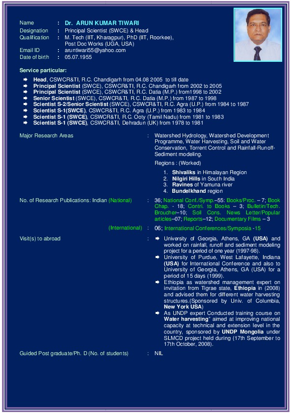 Arun Tiwari, Central Soil & water Conservation Research & Training Institute - Principal scientist & Head