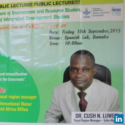 Cush N. Luwesi (PhD), Manager at International Water Management Institute (IWMI)