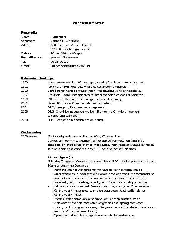 Rob Ruijtenberg, Bureau WeL Water and Land - owner senior advisor