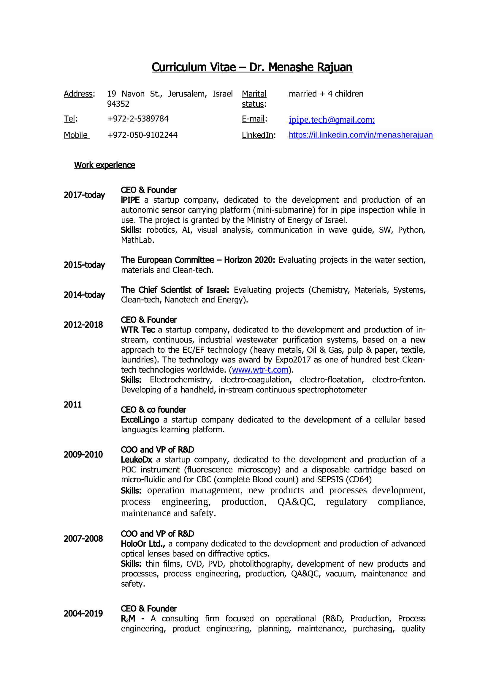 Menashe Rajuan, CEO & Founder at IPIPE Ltd.