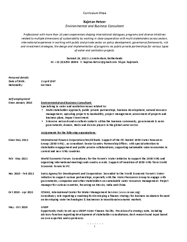 Kajetan Hetzer, 2030 Water Resources Group - Senior Country Partnership Manager