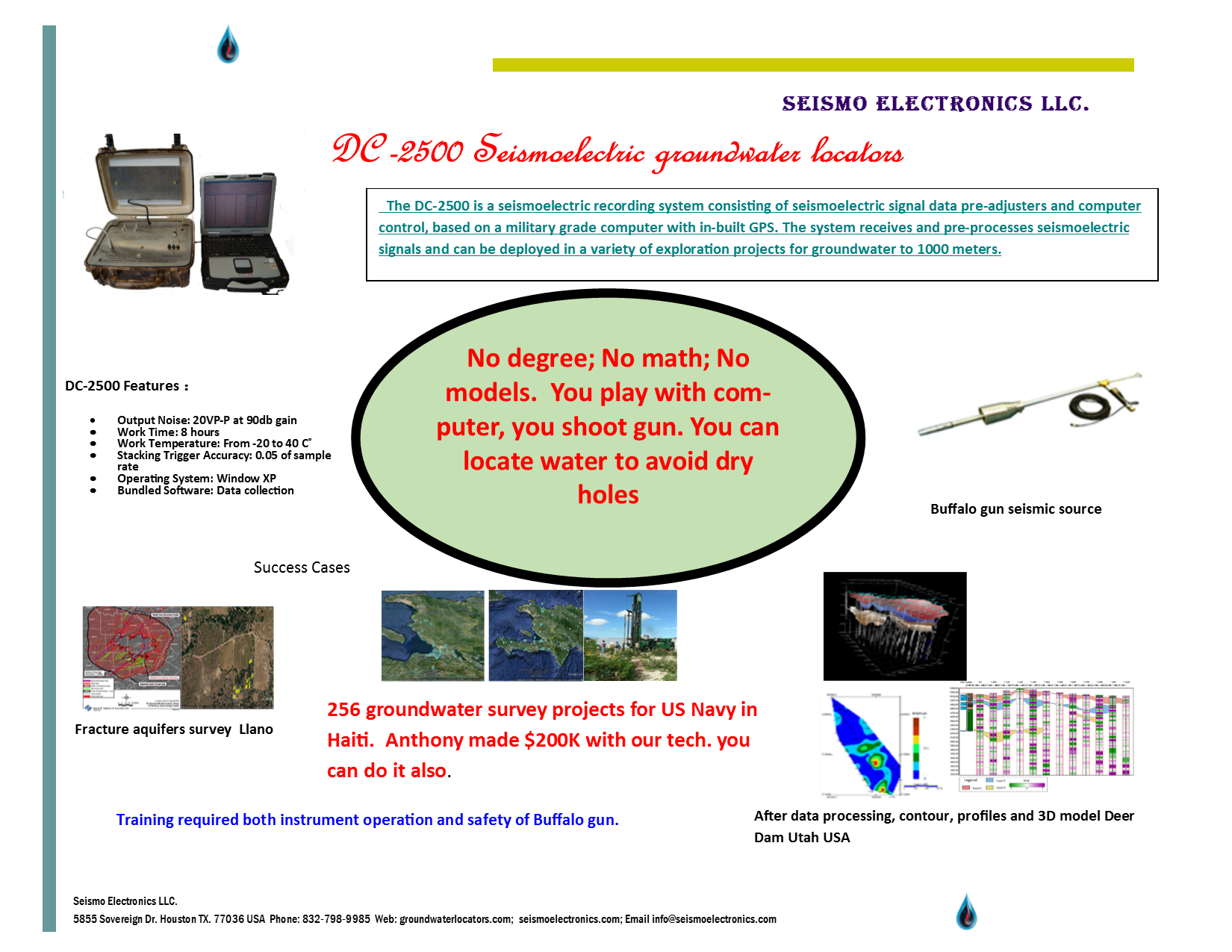 DC-2500 Seismoelectric groundwater locators