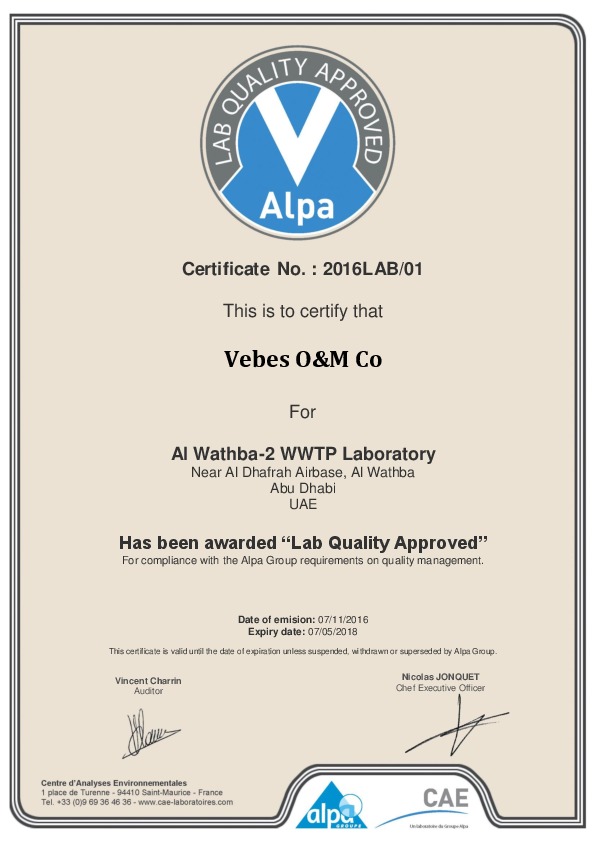 Al Wathba WWTP lab