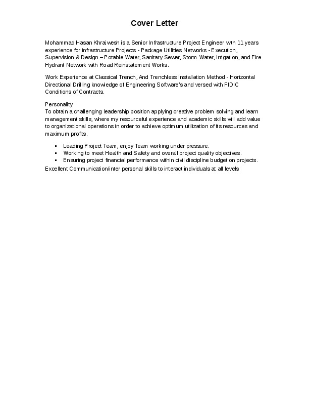 mohammad khraiwesh, Senior Infrastructure Project Engineer