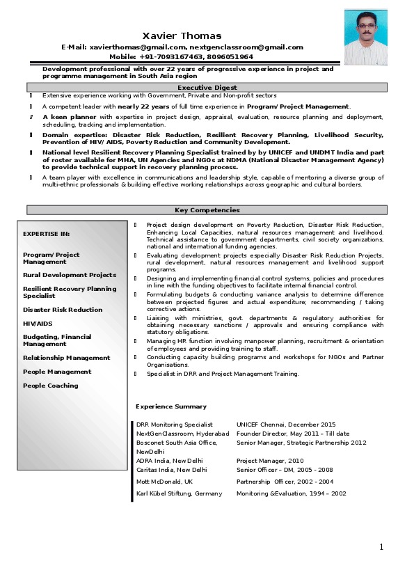 Xavier Thomas, Consultant- DRR at UNICEF