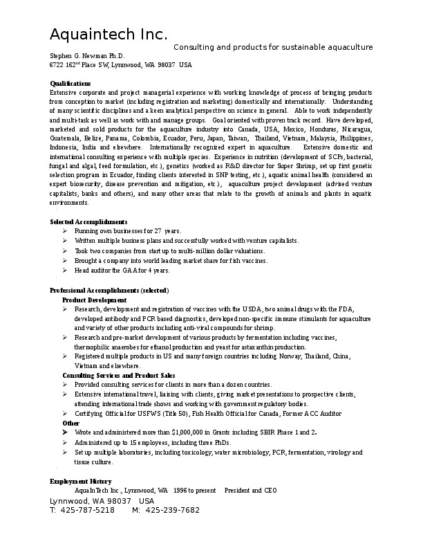 Stephen Newman, President at Aquaintech Inc.