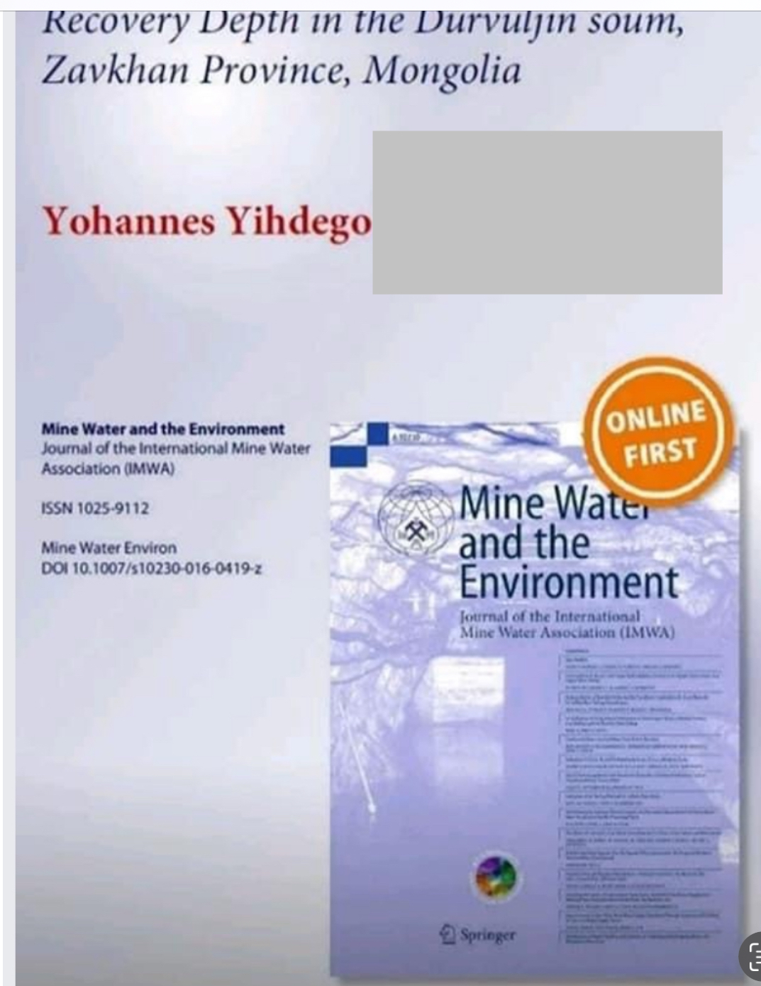 Published articles_Peer reviewed journals_Dr Yohannes Yihdego