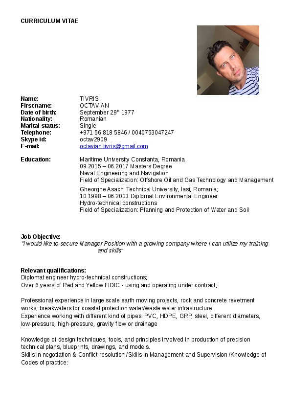 Tivris Octavian, Superintendent la Earth Moving Worldwide Ltd.