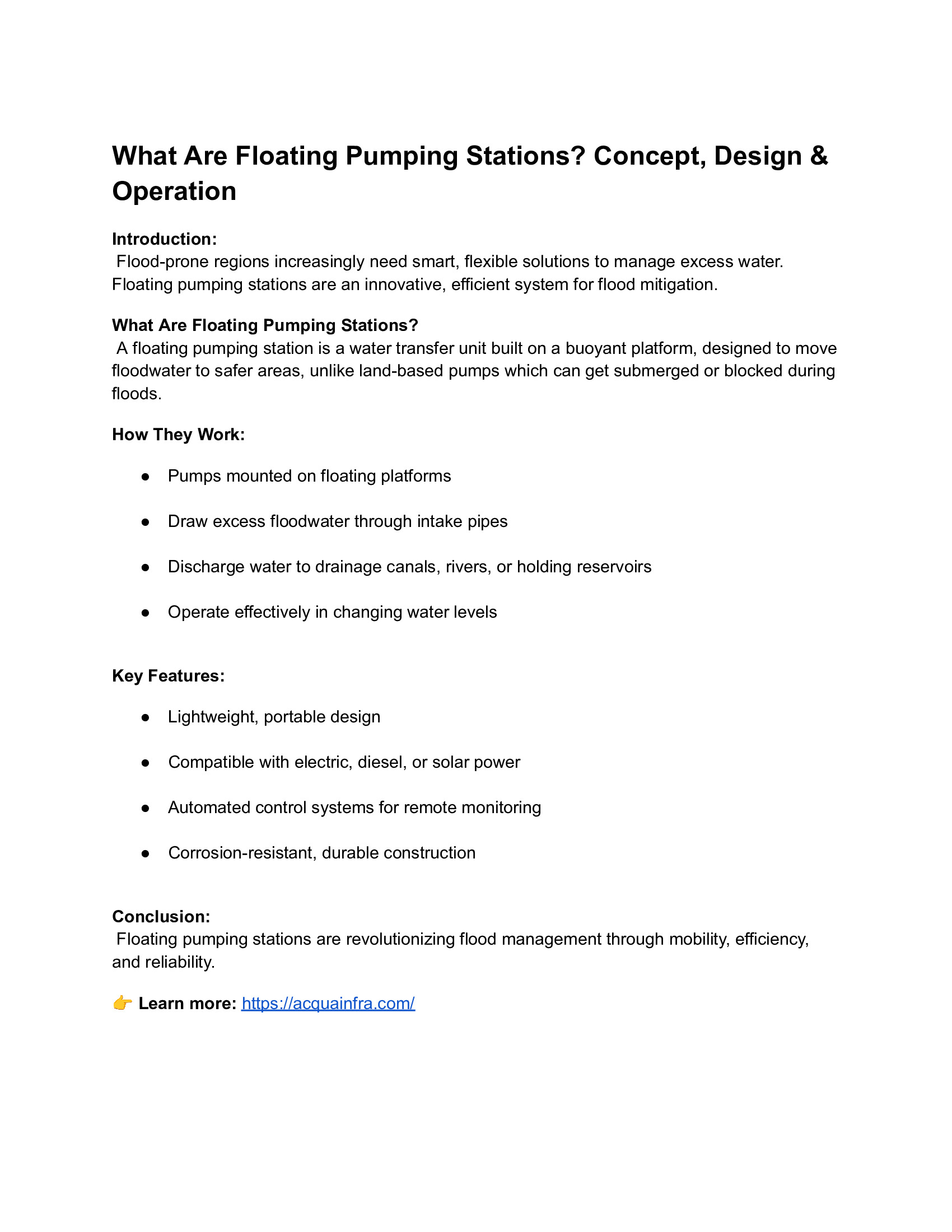 Floating pumping stations