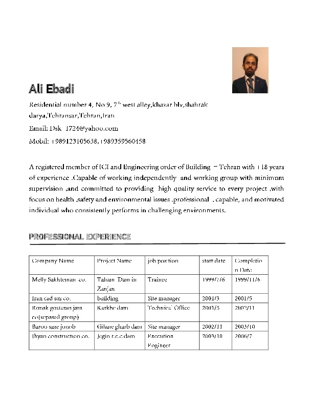 ali ebadi, engineering and Business at donya sazan karaj(dsk company)