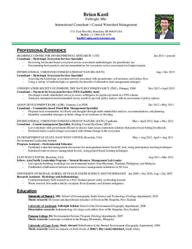 Brian Kastl, Independent Consultant - Watershed Management Specialist