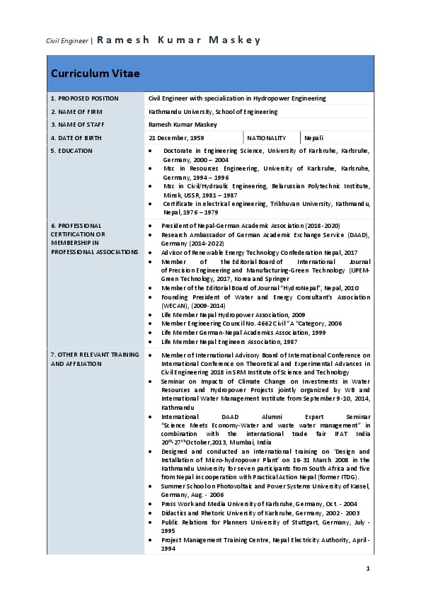 Dr.-Ing. Ramesh Maskey, Professor at Kathmandu University